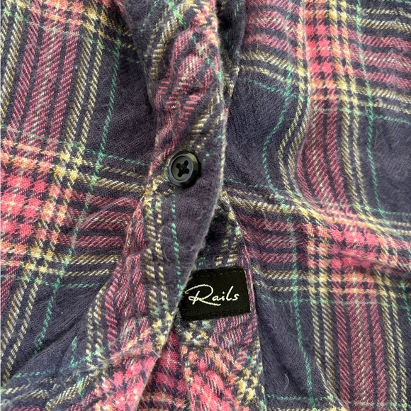 Rails Hunter Button Down Shirt Plaid Wisteria Pink & Aqua Blue Size Medi… - Picture 7 of 11